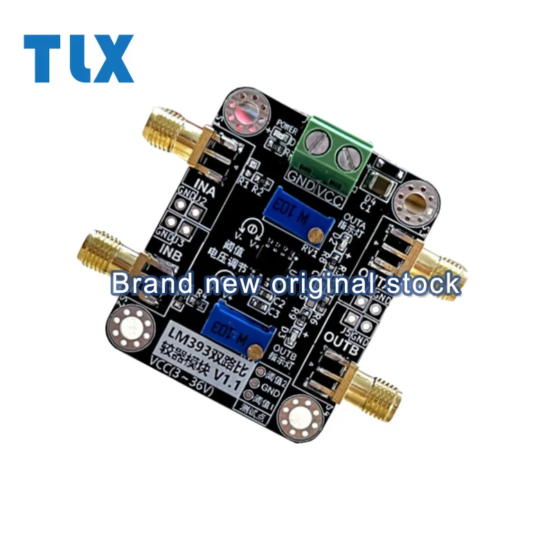 LM393 dual-channel comparator module threshold adjustable signal waveform shaper high level output LED prompts