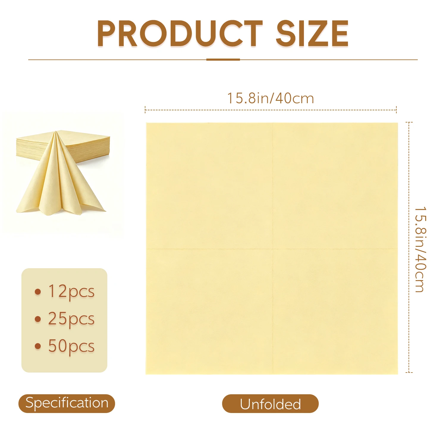 JINYUDOME 15.75x15.75in Light Yellow Soft Disposable Paper Napkins with Linen Feel for Dinner Kitchen Party Wedding Events