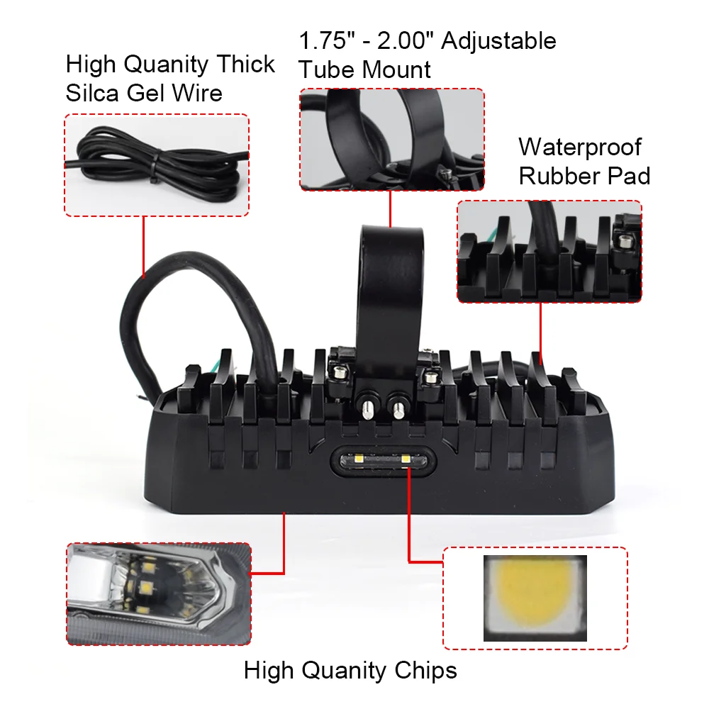 ATV UTV Brake Tail Light LED Chase Bar Strobe Courtesy Reverse Running Buggy Off Roading