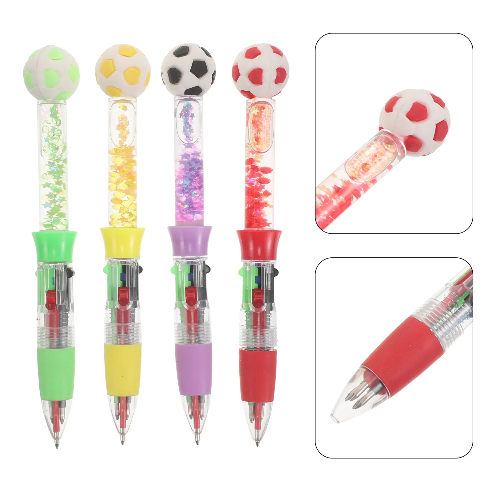 

12Pack Soccer Pens 4 in 1 Retractable Multicolor Liquid Sand Football Theme Smooth Party Favors Goodie Bag Fillers