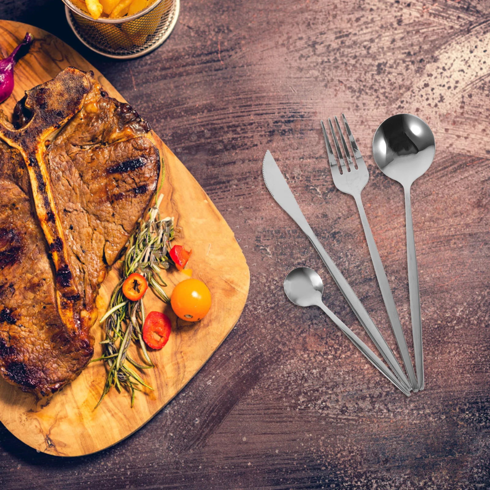 

Набор столовых приборов из нержавеющей стали, 6 предметов, с эргономичными ручками, ретро-дизайн, серебряный, для сервировки стола, подарок для хозяйки