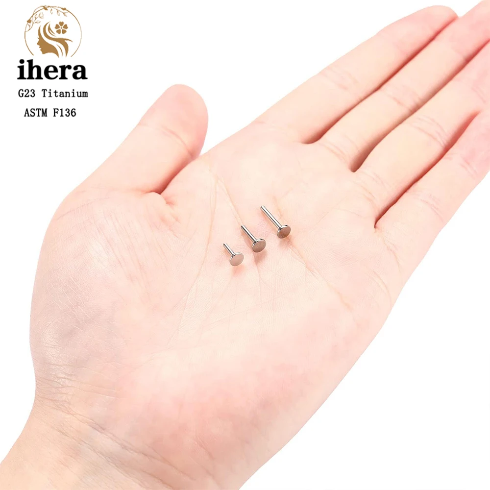 10PCS 16G 18G 20G G23 Titanium Piercing Plug-in Base for Labret Lip  Ear Tragus Piercing Stud Earring Body Jewelry Accessories