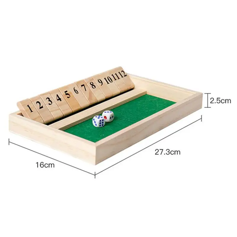 2 Player Shut the Box Wooden Board Games for Kids Adults Educational Learning Dice Games for Outdoor Family Party Pub Bar