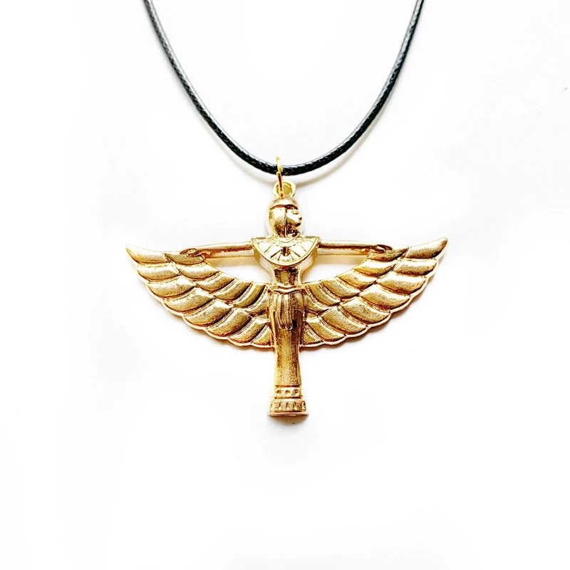 Big Wings Charms Decor Golden Plated Egyptian Pharaoh Pendant Energy Necklace Rope Chain Ornament Dropship 1pc