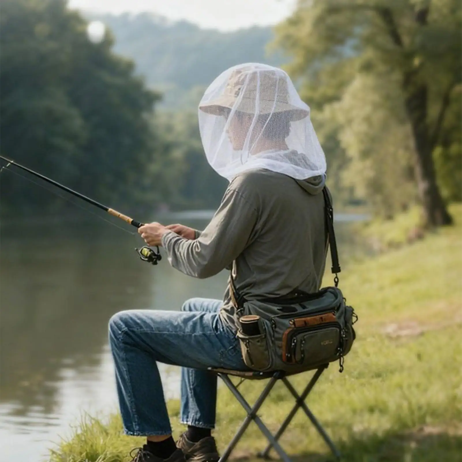 Outdoor Fly Head Netting Breathable Lightweight Protector Fly Protection Fishing Face Net For Women Adventurers Travelers