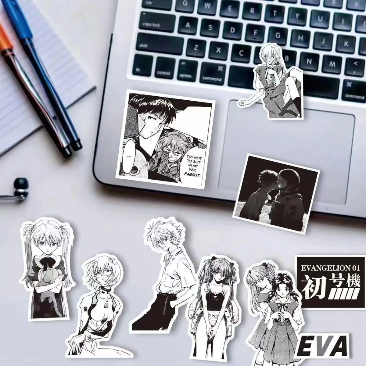 60 uds NEON GENESIS EVANGELION Asuka Ayanami Rei pegatinas DIY funda de teléfono bonita decoración de ordenador pegatinas regalos creativos