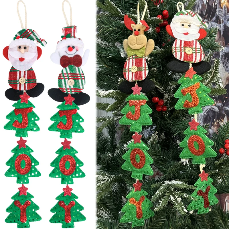 Christmas Hanging Ornament Cute Non-woven Fabric Santa Claus Snowman Elk Doll Pendant Christmas Home Party Decor Children's Gift