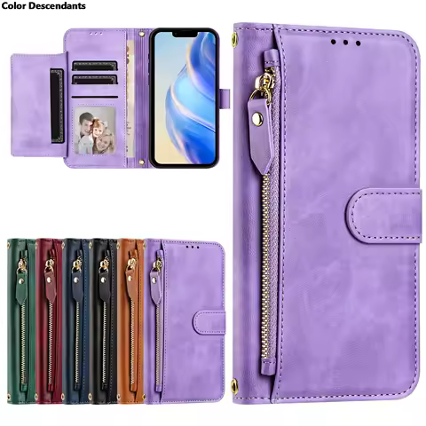 Crossbody Zipper Card Solt Bag Wallet Leather Case For Samsung A55 A15 A25 A35 A16 S24 Ultra S23 Plus S22 S21 Lanyard Flip Cover