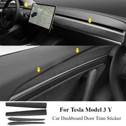 Make of Alcantara For Tesla Model 3 Y Dashboard Door Trim Sticker Decorative Wrap Cap Protector Pad Modification Accessories
