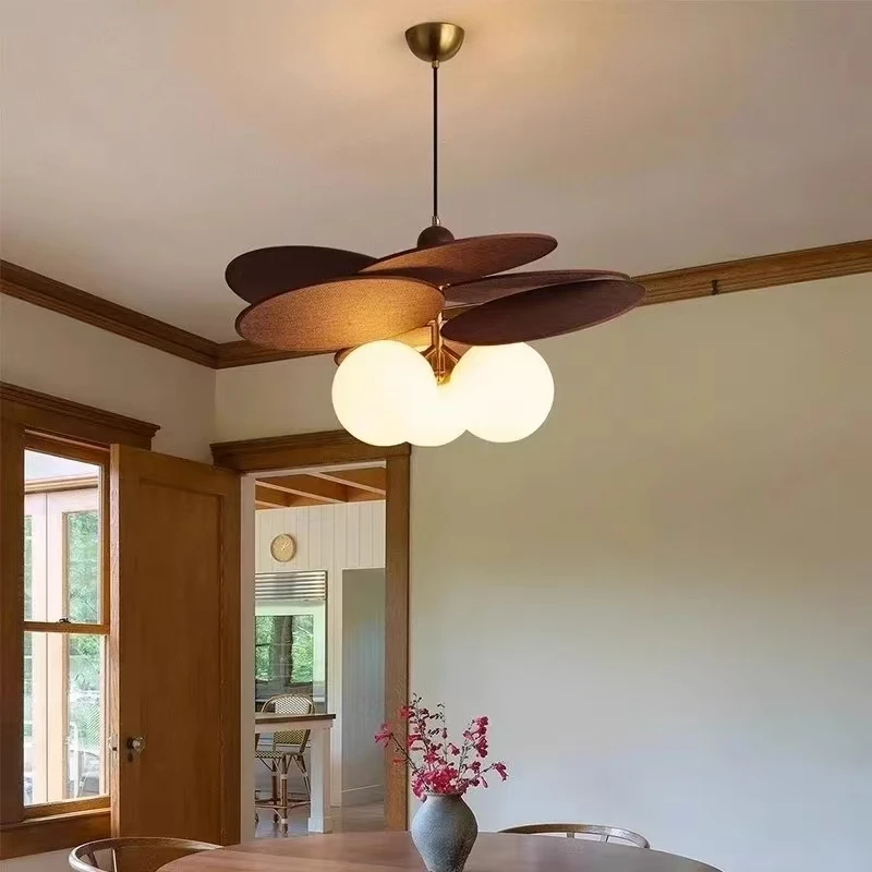 Vintage Straw rattan pendant Lamp led glass Bubble lamp Restaurant Wabi Sabi  Dining Table Bar Lighting Bedroom Homestay lamp