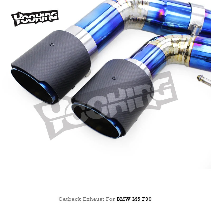 Yooking Valvetronic Catback Exhaust untuk BMW M5 F90 LCI 4.4T 2018-2024 Titanium Blue Valved Muffler Dengan OPF