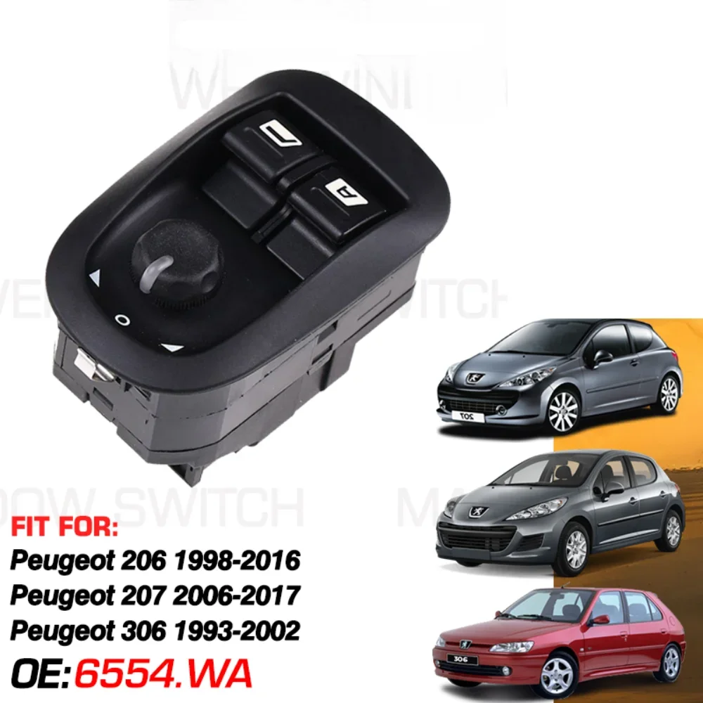 Electric Master Window Control Switch 6554.WA 17 Pins For Peugeot 206 SW CC 207 306 1993-2017 6554WA 6554.WH 6554.58 96622541XT