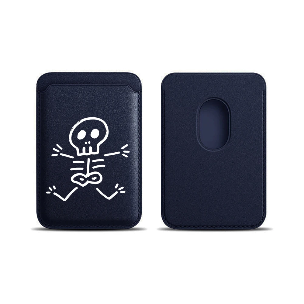 Leder-Kartenhalter Künstlerischer Totenkopf-Geldbörsen-Cover Telefonkartenhalter für Magnetische Hülle Geeignet für alle iPhones für Magsafe Karten-Handytasche – Detail 15