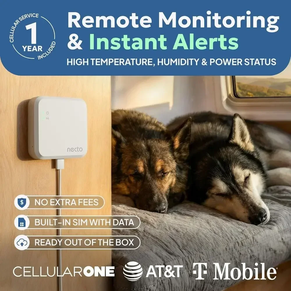 RV Pet Temperature Monitor - No WiFi Required - Remote Power Outage & Temp Sensor with App Alerts. Cellular Monitoring System fo