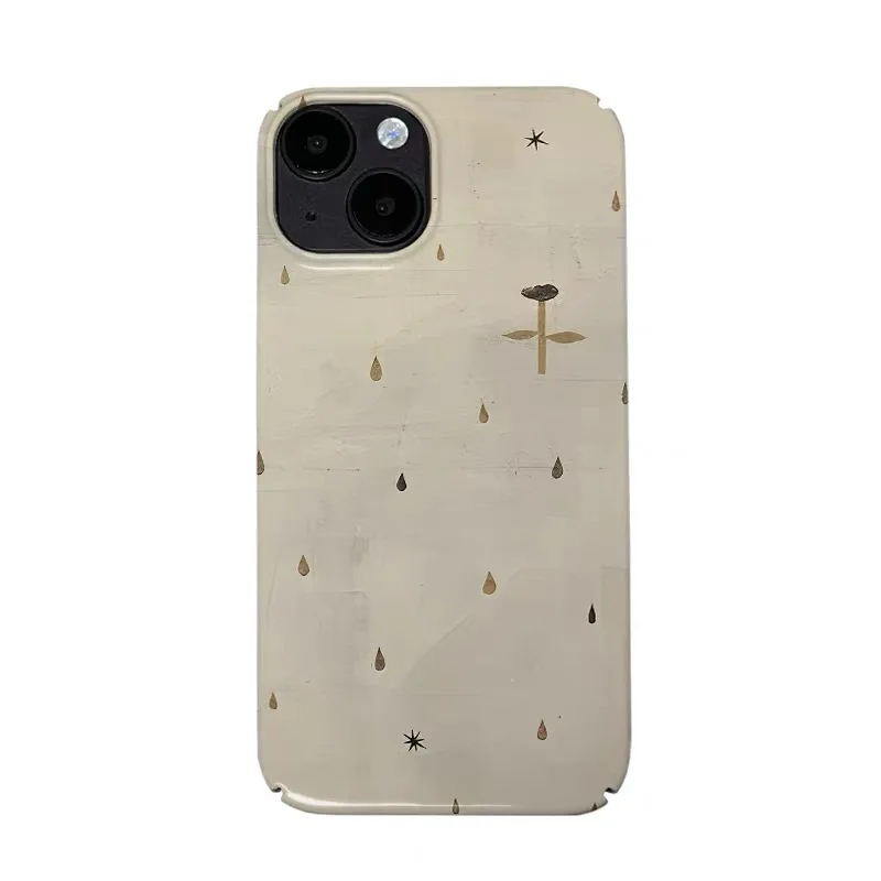 

Ins Minimalist Brown Raindrop Art Case for IPHONE 17 16 ProMax 15 14 Plus 13 12 MINI 11 PRO 16Plus XR XS MAX Acrylic Phone Cover