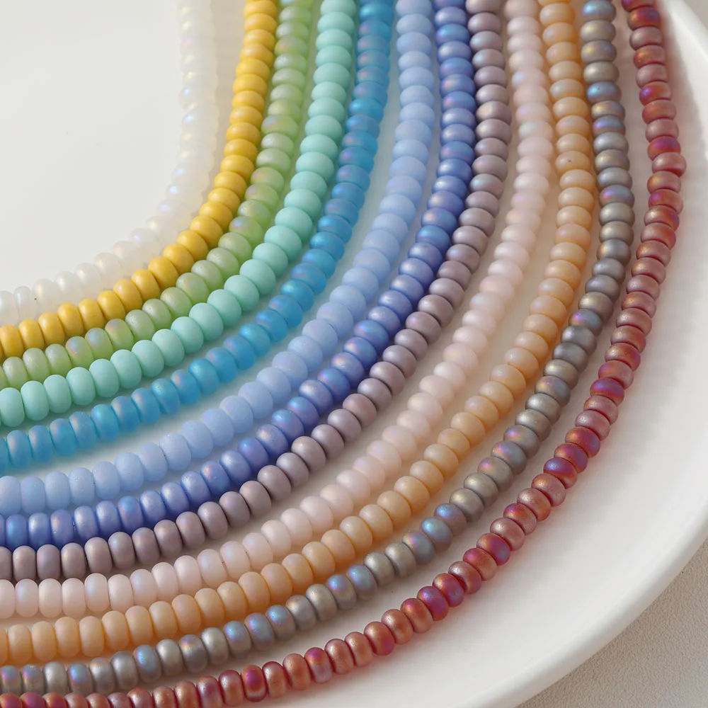 1Strand 8mm Frosted Wheel Beads Fantasy Ice Cream Color Glass Beads DIY Handmade Necklace Bracelet Jewelry Making Accessories