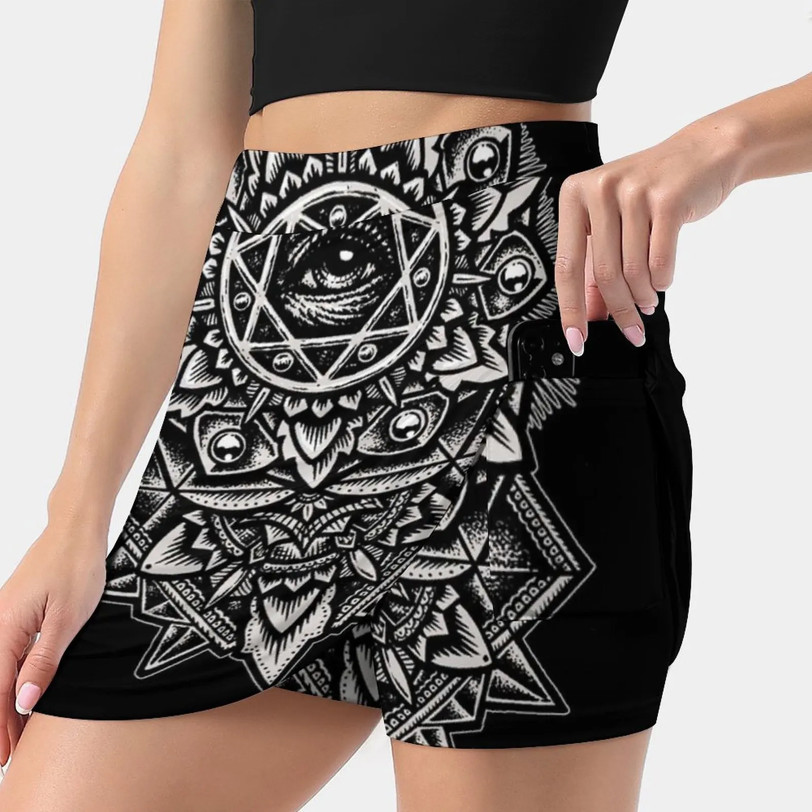 

Eye Of God Flower Mandala Women's skirt With Hide Pocket Tennis Skirt Golf Skirts Badminton Skirts Running skirts Sacred