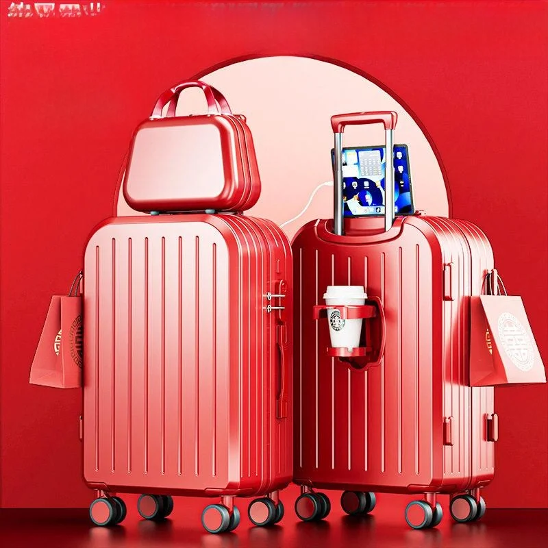 red-wedding-trunk-new-couple-lightweight-travel-suitcase-female-special-wide-pull-rod-password-large-capacity-luggage-bag