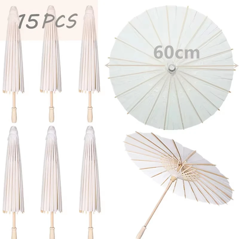 15/24/30/36/50/100PCS Parasol Paraplu's 60cm Bruiloft Papieren Paraplu Foto Props Wit DIY Paraplu voor Bruids Douche Party