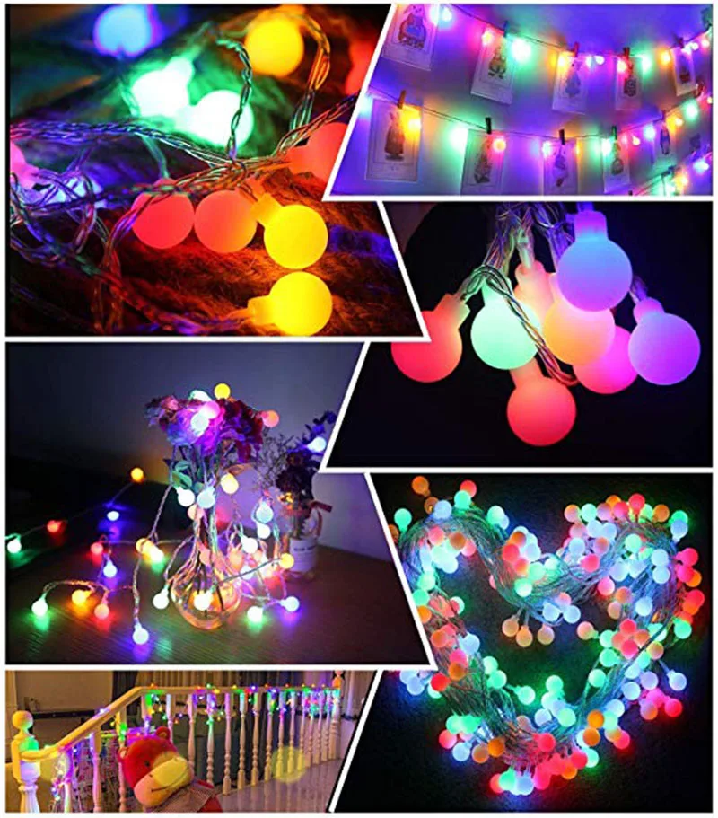 Waterproof 10M 100LED 220V/110V LED Ball String Lights Christmas Bulb Fairy Garlands Outdoor For Holiday Wedding Home Decor Lamp