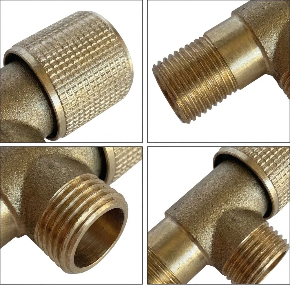 Sturdy Brass T-Piece Connector G3/8 Inch, Airtight 3-Way Pipe Adapter For Grease Fuel Cooling Hydraulic Systems, Temperature Res