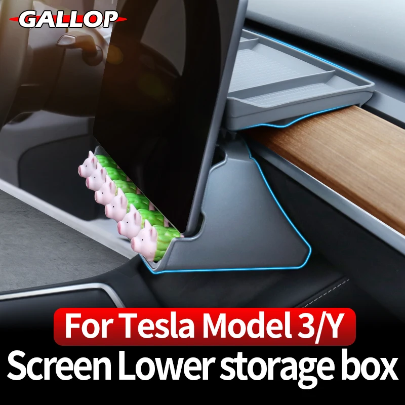 

For Tesla Model Y 2021-2023 Model 3 Car ETC Tray Storage Box Interior Hidden Screen Under Tissue Box Decoration Kit Accessories