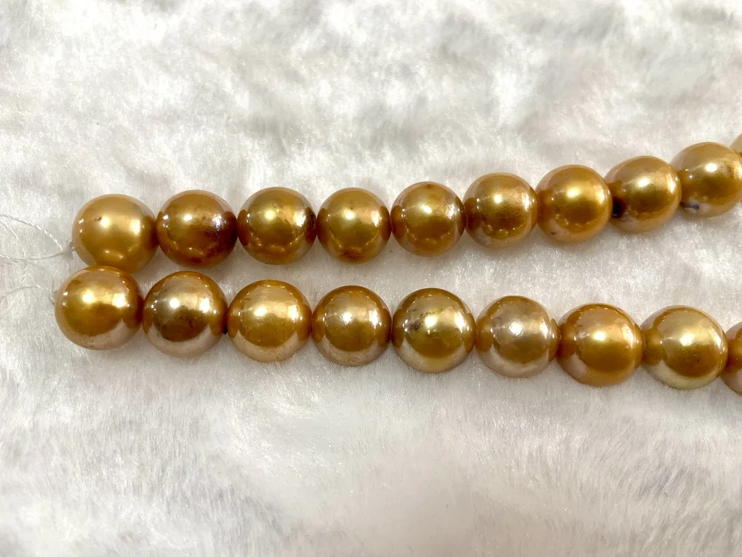 

Special Price Natural 11-12mm Sea Pearls Necklace for Women Fine Deep Golden Round Pearls Fashion Less Flaw Jewelry Party Gift