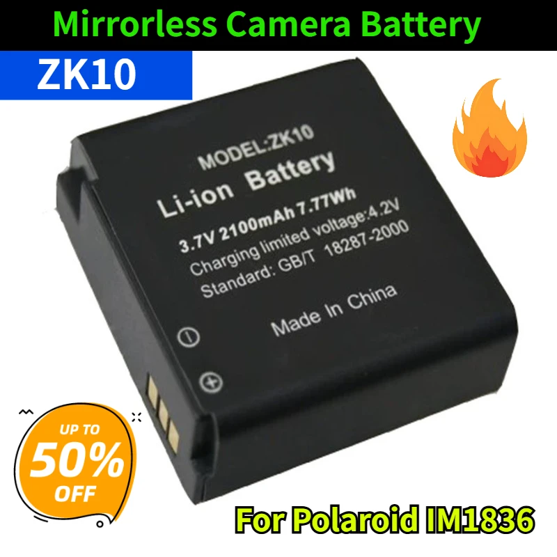 

3.7V 2100mAh Mirrorless Camera Battery ZK10 for Polaroid IM1836