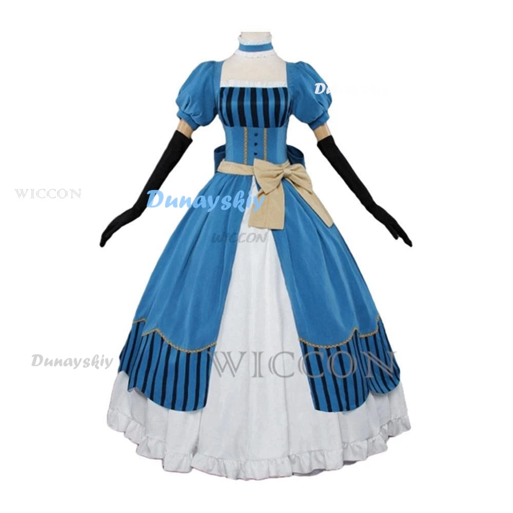 Anime Kuroshitsuji: Book of The Atlantic Black Butler Elizabeth Ethel Cordelia Midford Cosplay Costume Wig Dress Woman Party Set