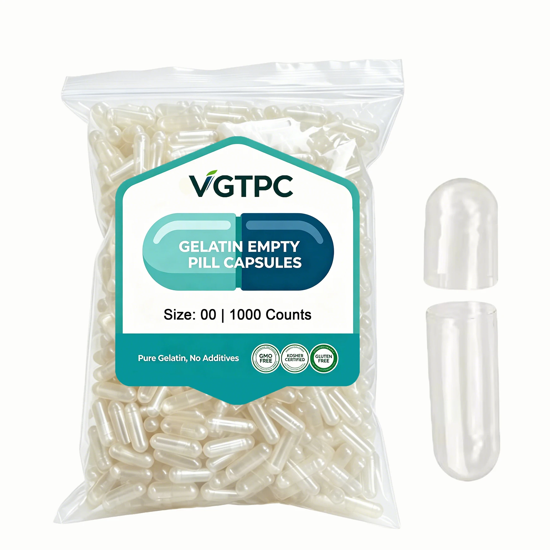 1000 Pcs Gelatin Empty Capsules Set Food Grade Size 00 Kosher Separable Or Joined for Health Suppleme