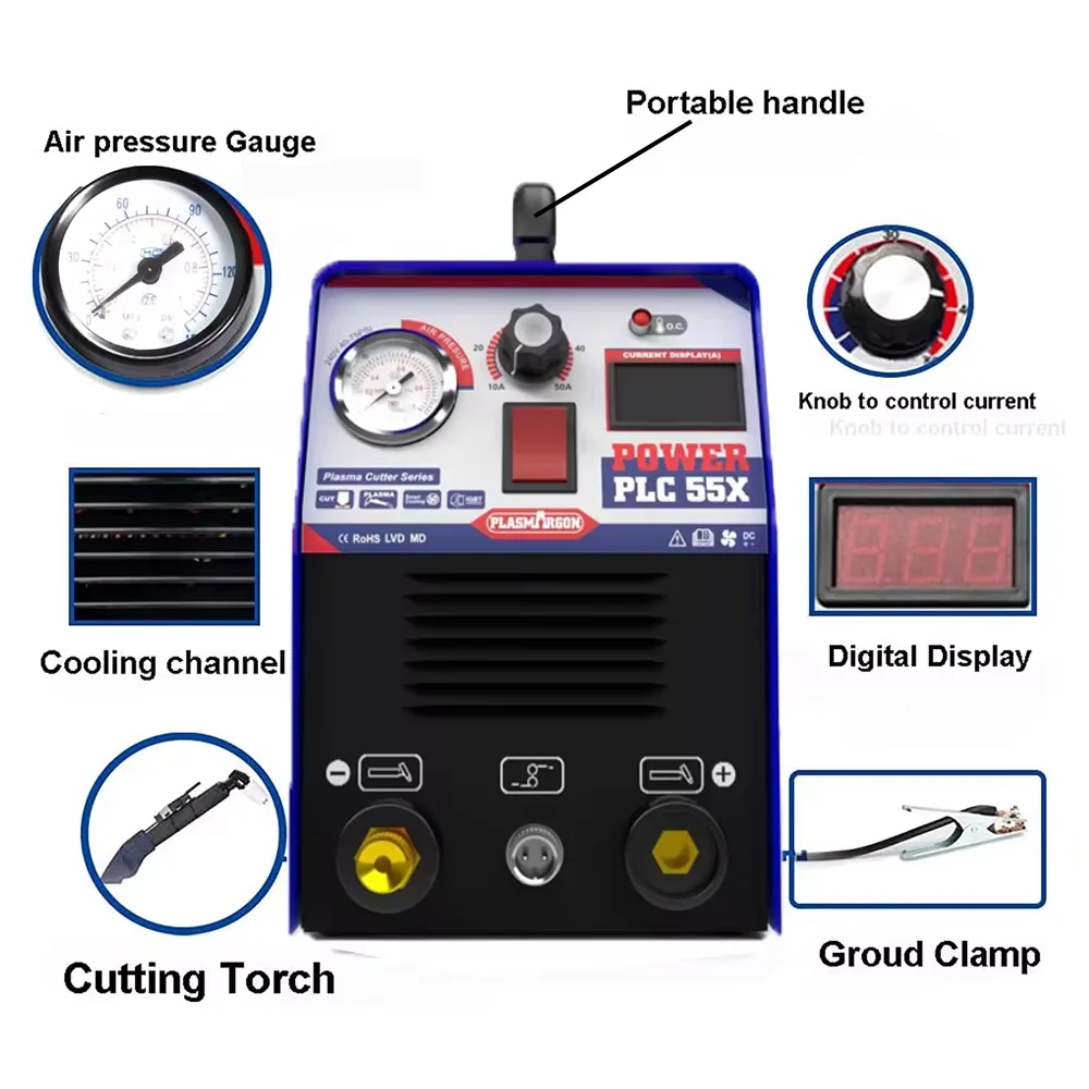 Plasma Cutter IGBT 55Amp 220V±15% Dual Voltage HF CNC Plasma Cutter for Shit 14mm Clean Cut DIGITAL Cutting & Accessories 220
