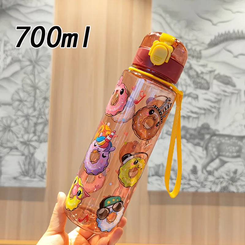 1 قطعة كوب ماء جديد كوب ماء دونات كوب محمول كوب بلاستيكي شفاف مريح غطاء ترتد