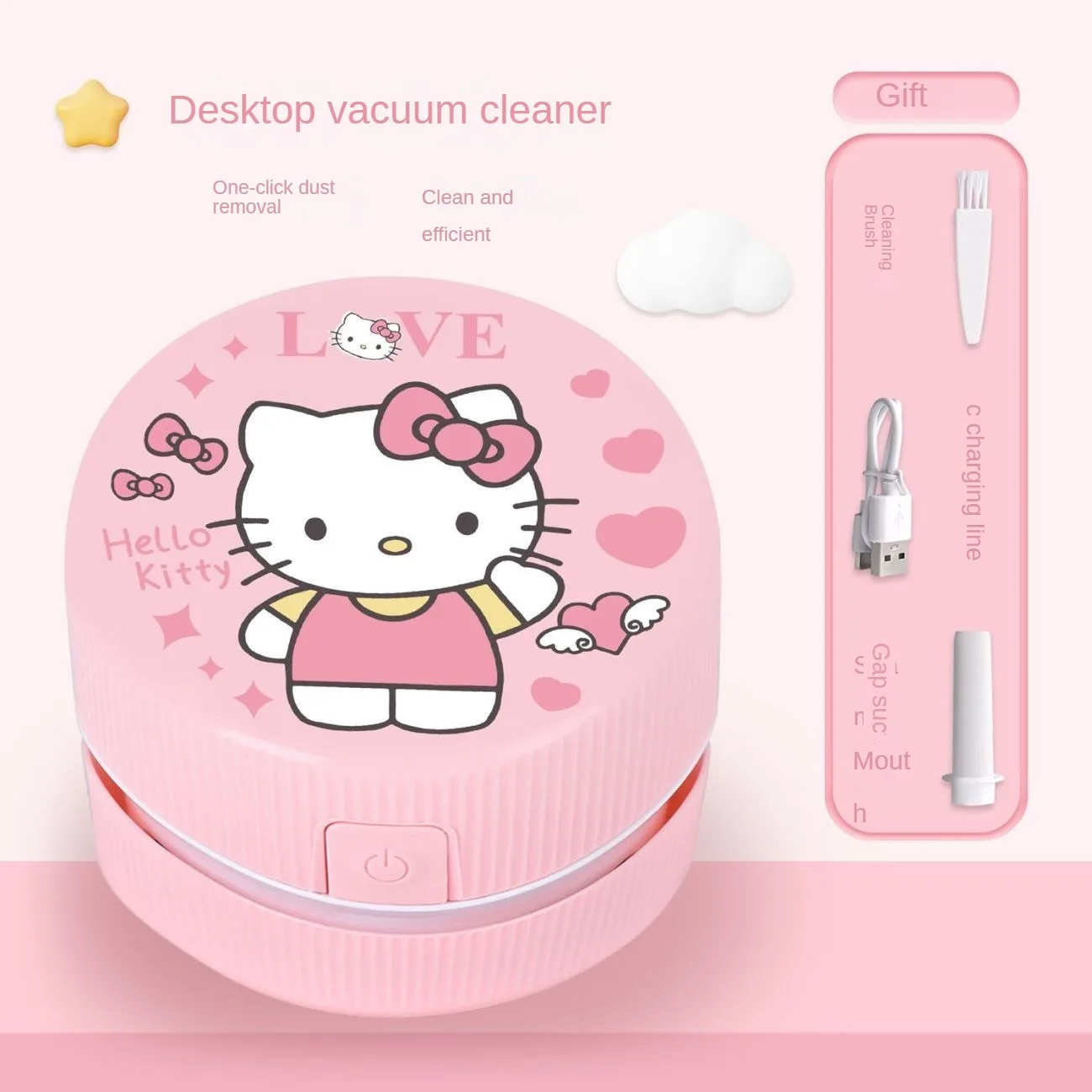 Creative Sanrio Cinnamoroll Kuromi Desktop Vacuum Cleaner Anime Hello Kittys Kawaii Cleaning Eraser Pencil Shavings Girls Gift