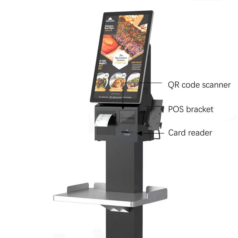 أندرويد 13 \ ويندوز 11 الوجبات السريعة شاشة تعمل باللمس الفحص الذاتي الخدمة الذاتية عداد الدفع المطاعم كشك الطلب الذاتي