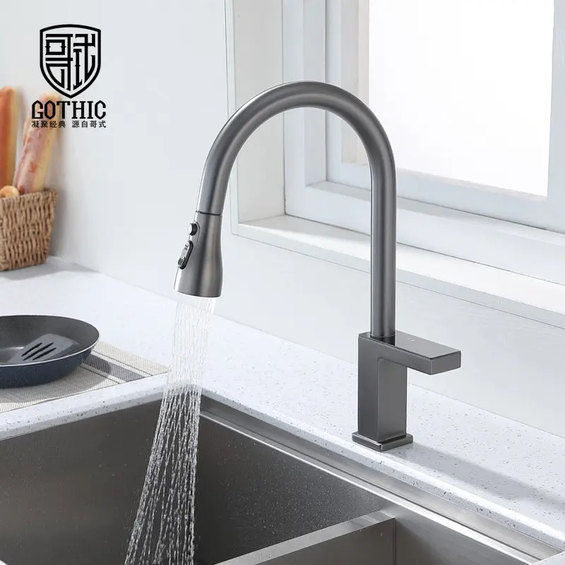 Inductive Pull-out Kitchen Faucet Non-contact Household Kitchen Digital Display Hot and Cold Water Mixer Tap Sink Crane Faucet