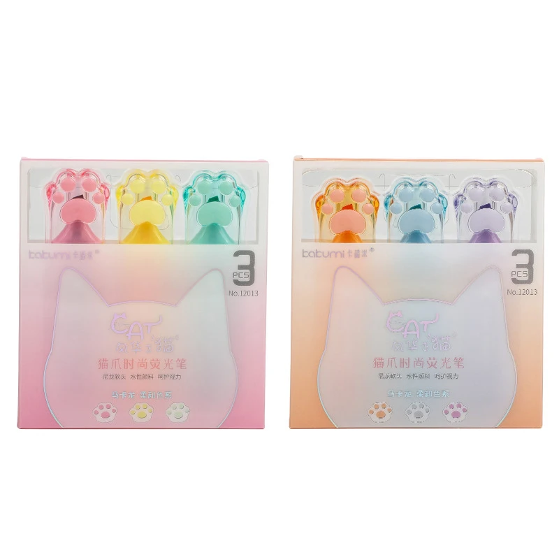 1/6 قطعة Kawaii القط مخلب فسفورية ألوان الباستيل رسم الكتابة على الجدران الفن علامات قلم مضيء لطيف القرطاسية اللوازم المدرسية #6