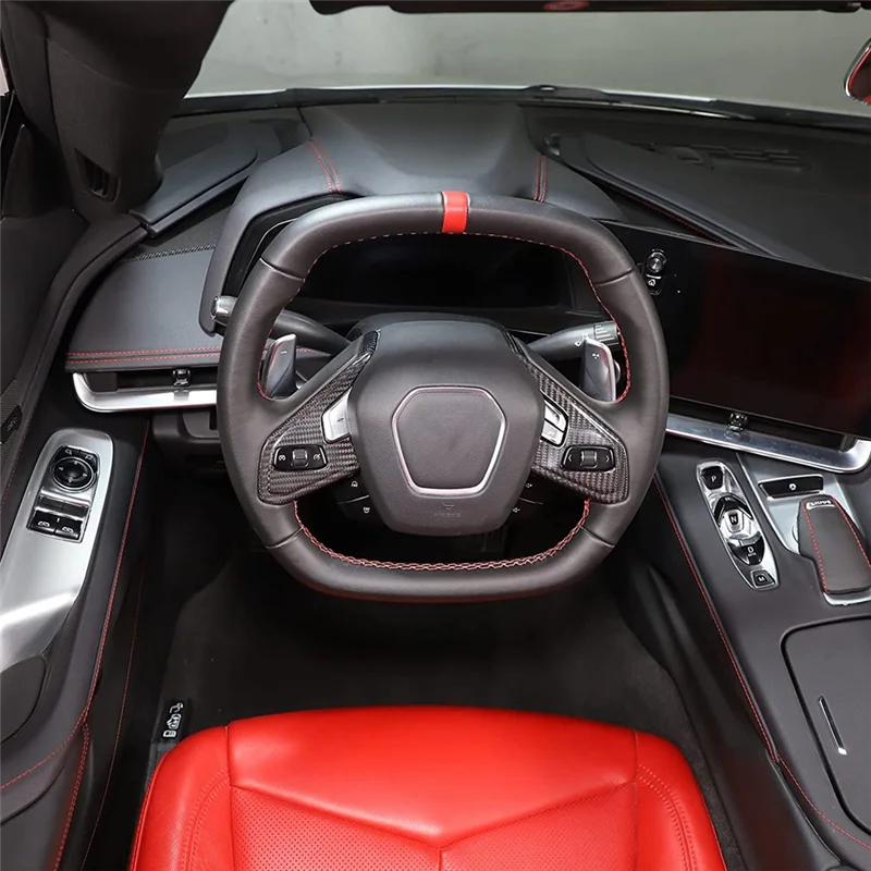 

Для Corvette C8 2020-2023 сухое углеродное волокно, кнопка переключения на руле, накладка, рамка, украшение, запасные части