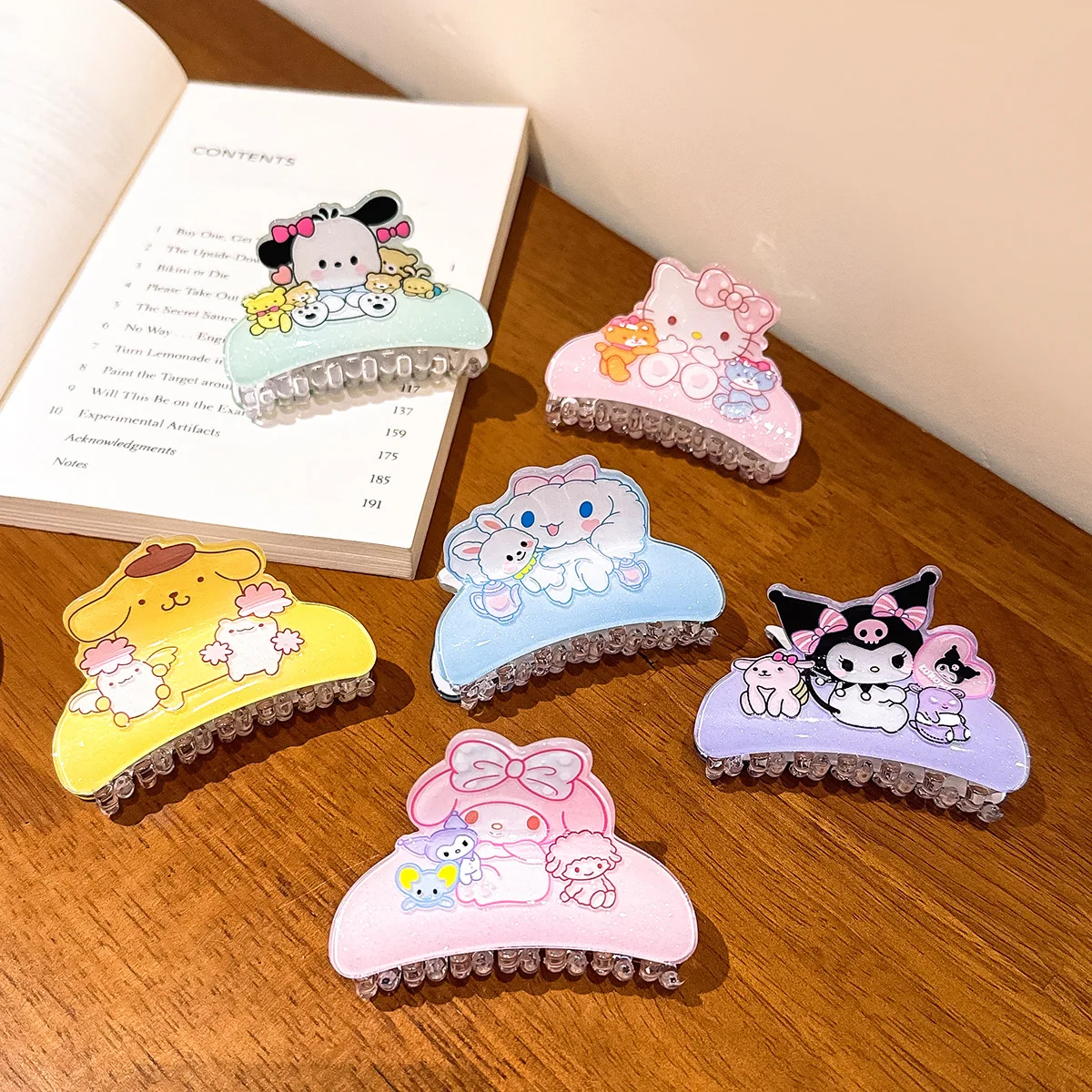 Serie Sanrio fermaglio per capelli Kawaii Kuromi Hello Kitty Cinnamoroll Cartoon Cute Hair Claw My Melody Pochacco forcine Shark Clip Gift