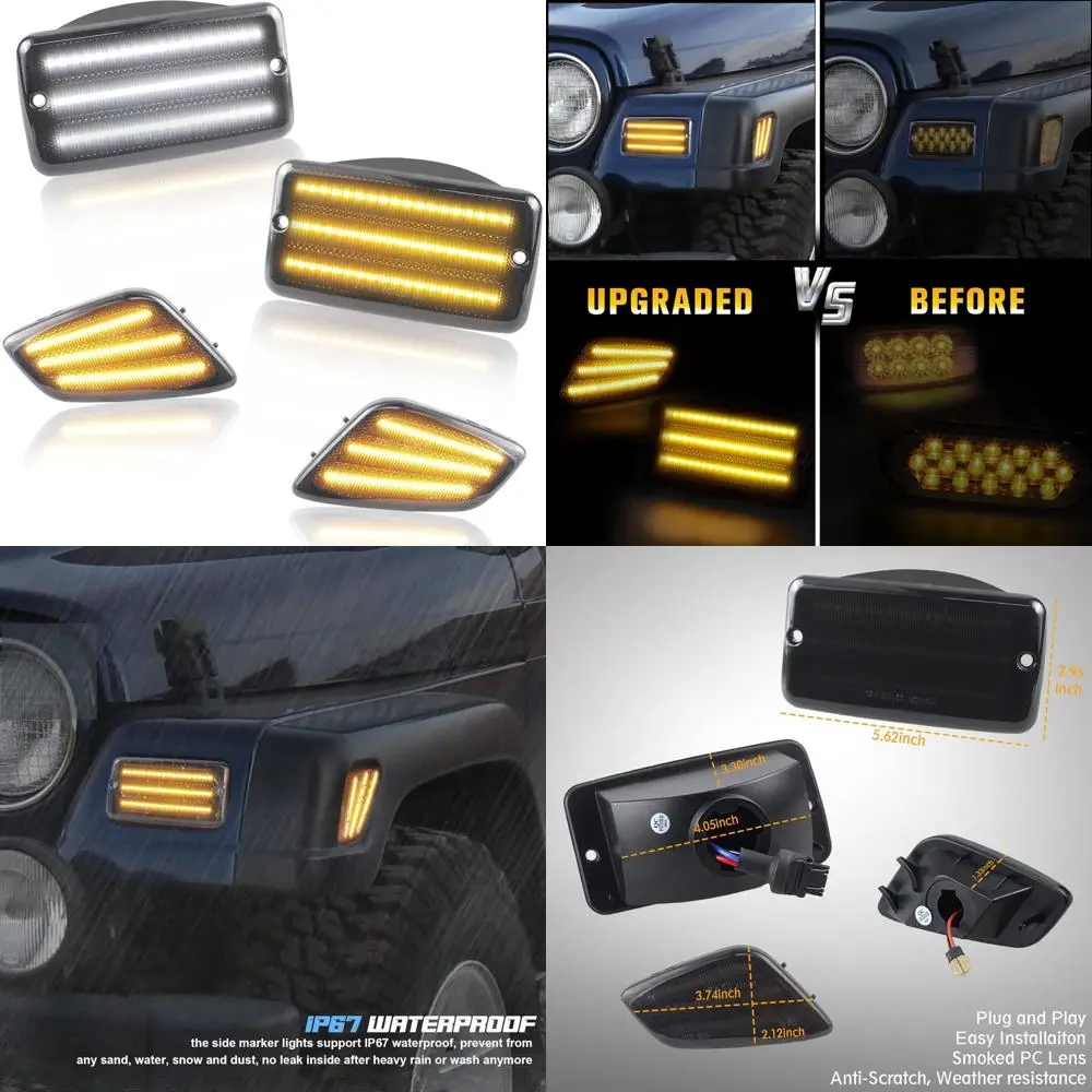 

Светодиодные янтарно-белые боковые габаритные огни в сборе для Jeep Wrangler TJ 1997-2006 годов с дымчатыми линзами