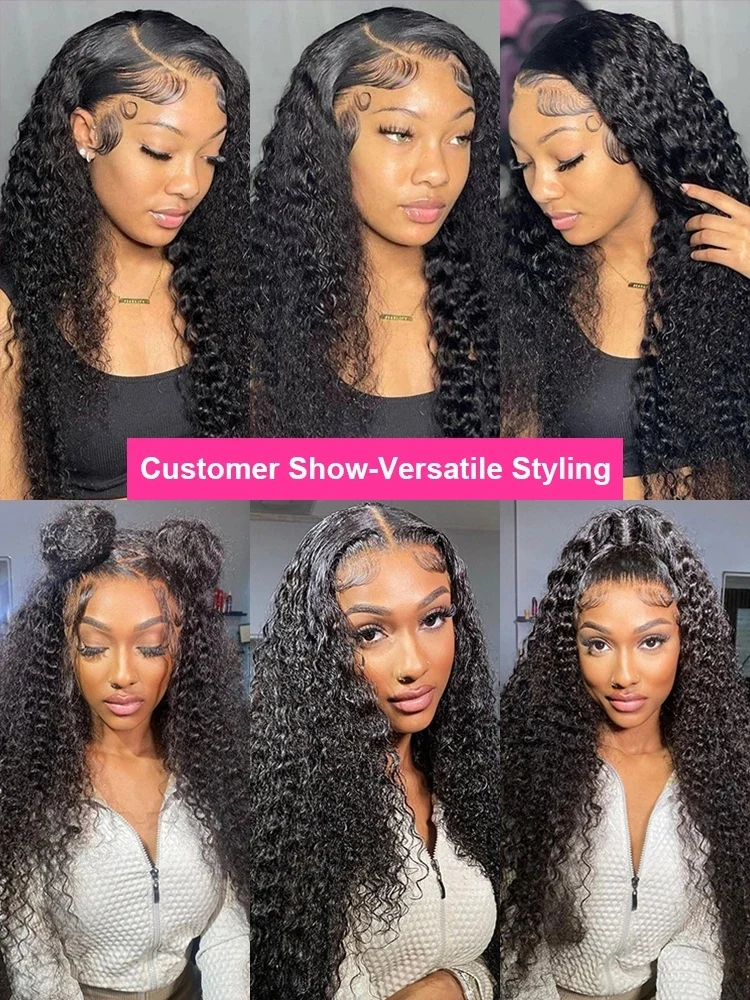 شعر مستعار موجة عميقة HD الدانتيل أمامي باروكة من شعر طبيعي 360 كامل الدانتيل الباروكة الأمامية شعر الإنسان خط الشعر 38 بوصة شعر مستعار مجعد للنساء #5