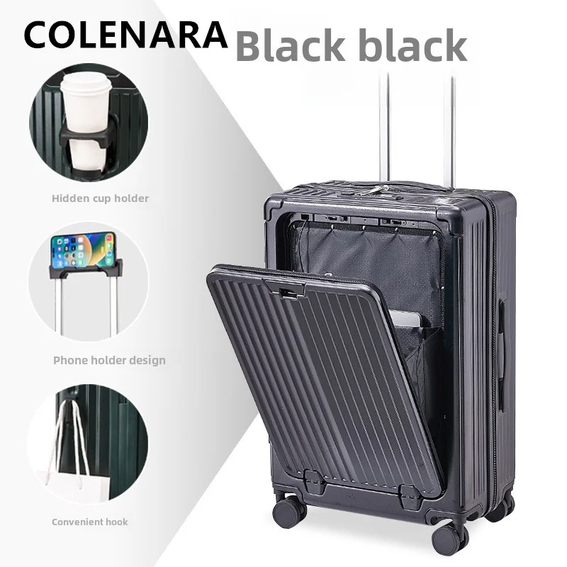 COLENARA 20 "22" 24 "26 بوصة محمول الأمتعة الجبهة افتتاح الصعود USB شحن حقيبة تروللي بعجلات كلمة المرور صندوق المقصورة حقيبة