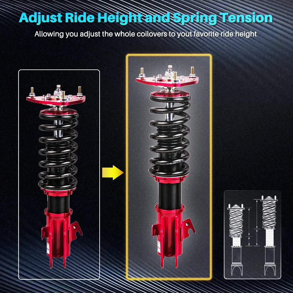 Coilovers Shocks Lowering Kit Shocks For Subaru Impreza WRX STI GDB 2000-04 Red 24 Ways Adjustable Damper