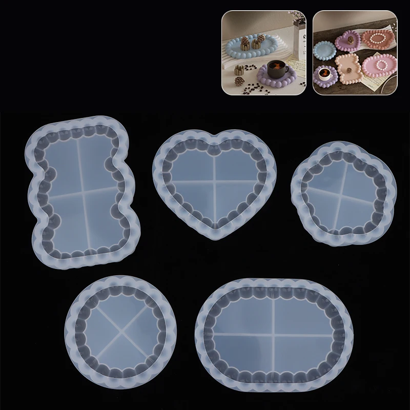 Bubble Design Concrete Tray Silicone Molds Silicone For Epoxy Resin Coaster, Cement Tray, Plaster Plate Oval Round