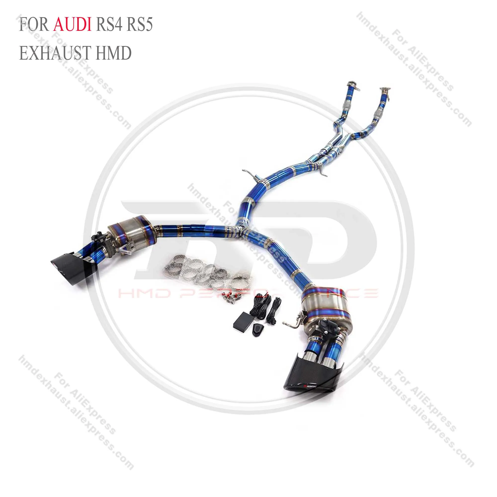 

HMD Titanium Exhaust System Performance Catback Resonant tube for AUDI RS4 RS5 Muffler With Valve