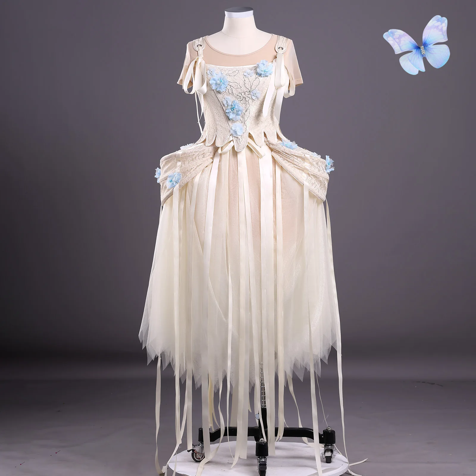 2025 Anime Cosplay Sinclair Costume Elaborate Gowns Champagne-colored Dress with Flowers and Ribbons Elegant Clothes for Women