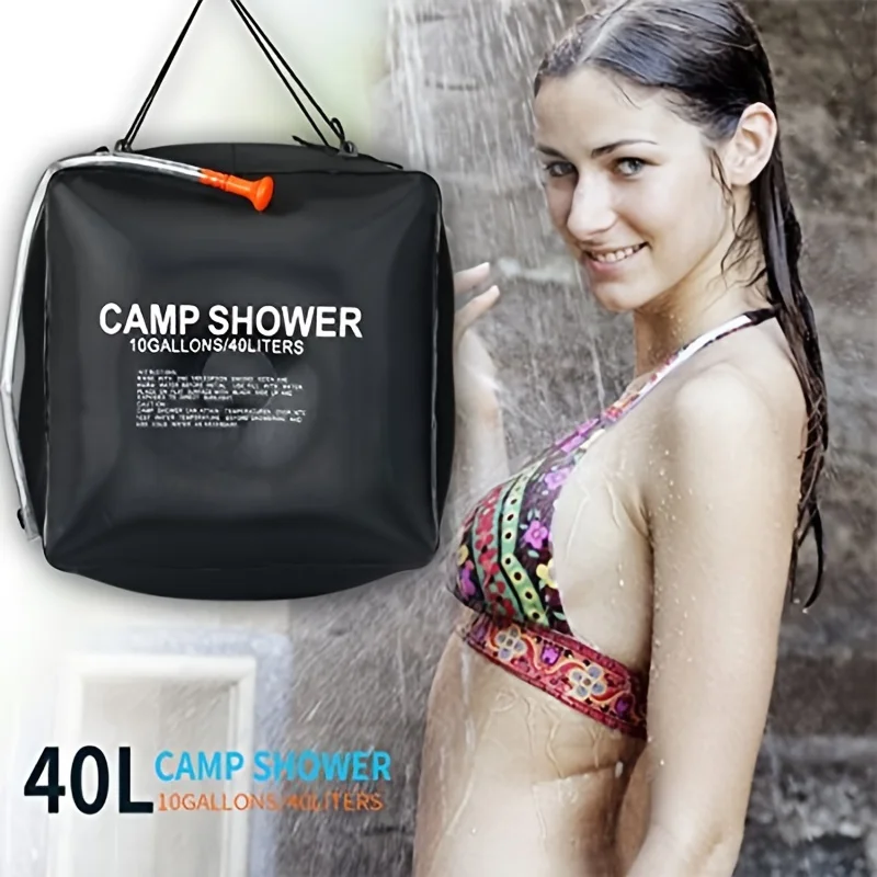 40L Camping Shower Bag. Portable Outdoor Water Bag with Large Capacity and Adjustable Shower Head, Suitable for Camping and Hiki