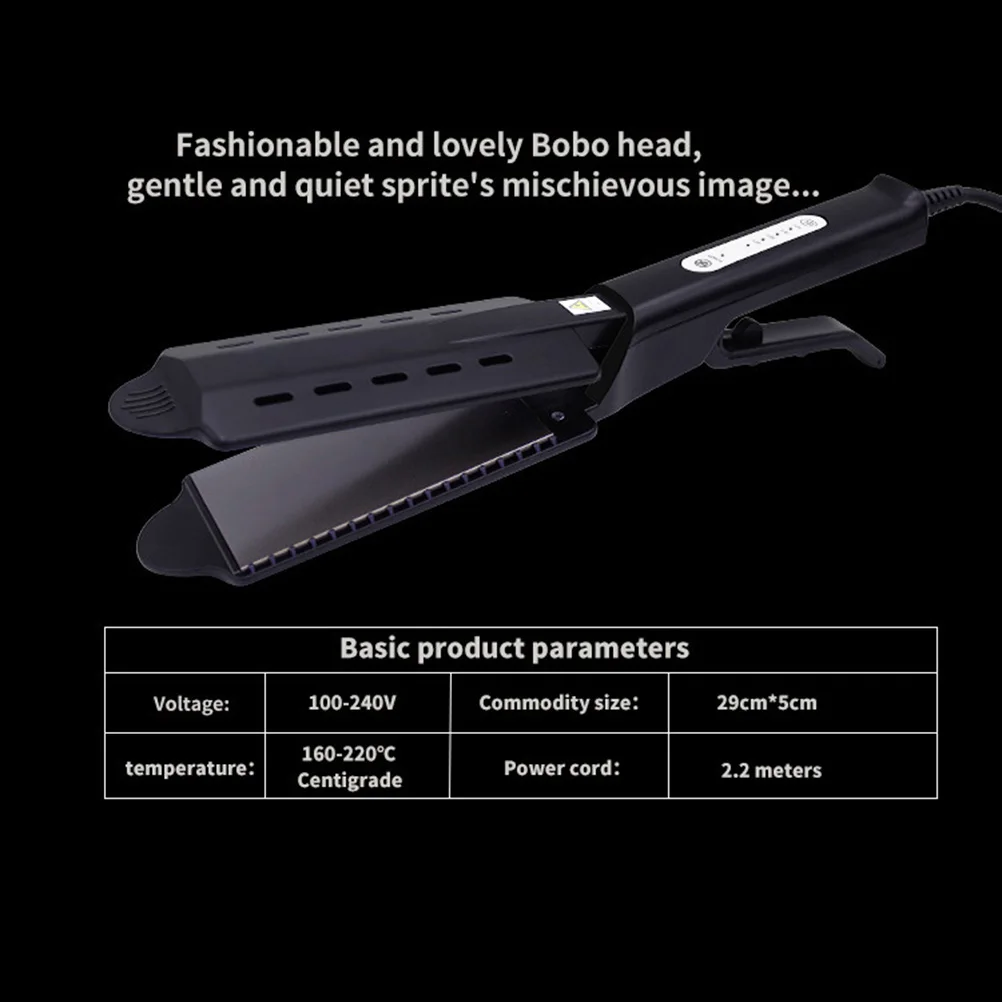 

1pc Electrical Splint Straight Hair Clamp X Shape Scissors Shape Splint Hair Straightener for Salon Barber with EU Plug (Black)