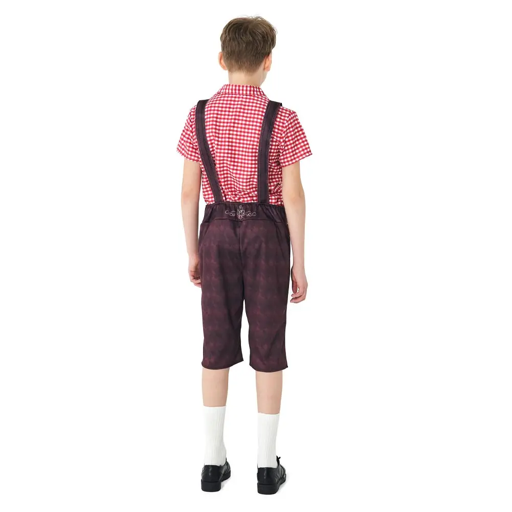 Costume de Cosplay Oktoberfest pour Enfants, Tenues de Festival de Bière Bavaroise Lederhanced, Vêtements de ixde Carnaval d'Halloween pour Garçons de 2 à 12 Ans