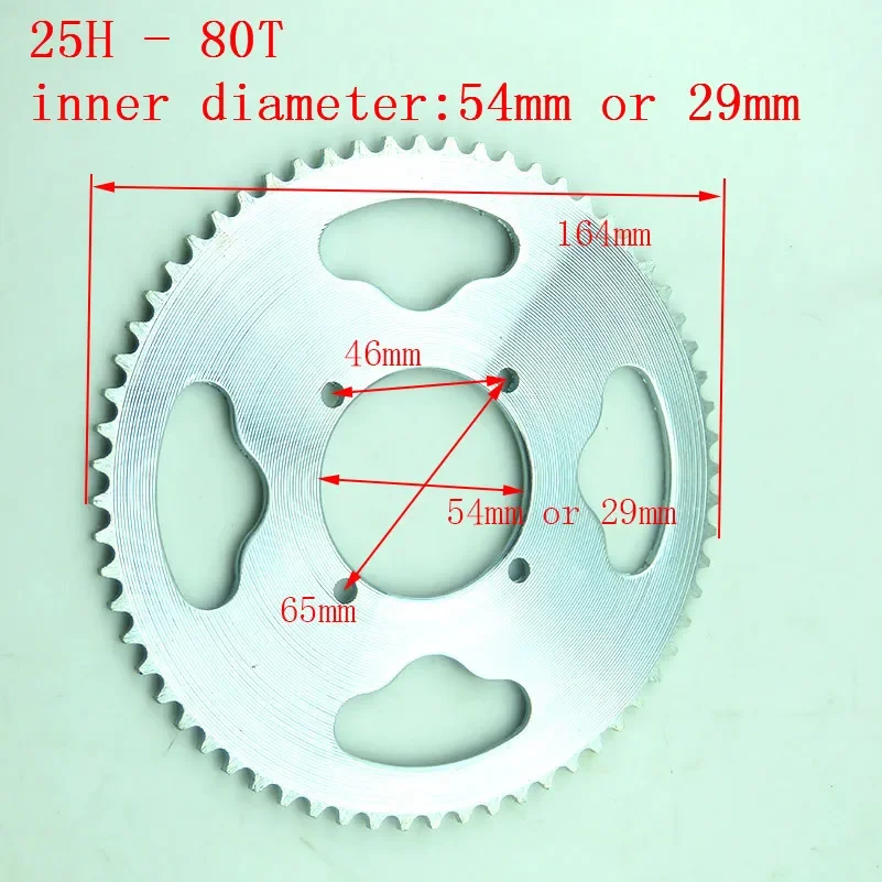 29/54mm 80 Tooth 25H Rear Chain Sprocket For 2 Stroke 47cc 49cc Engine Chinese Mini ATV Quad 4 Wheeler Pocket Bike Scooter Goped