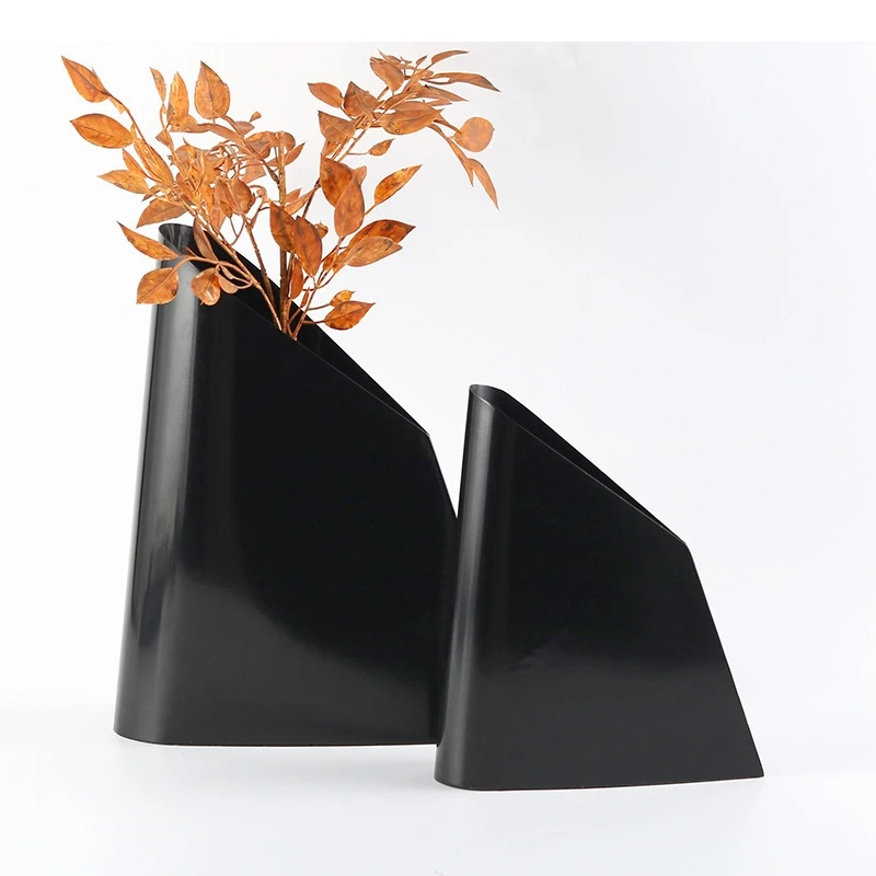 Creative Beveled Trapezoidal Metal Vase Table Decoration Flower Arrangement Abstract Geometric Crafts Vases Room Aesthetic Decor
